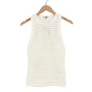 NWT Madewell Crochet-Knit Crewneck Sweater Tank In Bright Ivory Size XS